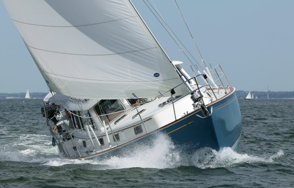 ed Hood Motorsailor cruising in Narragansett Bay.